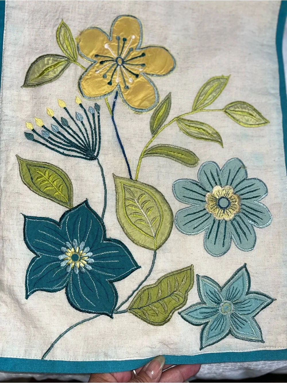 Linen Embroidered Table Runner • Lined • 13” x 72”